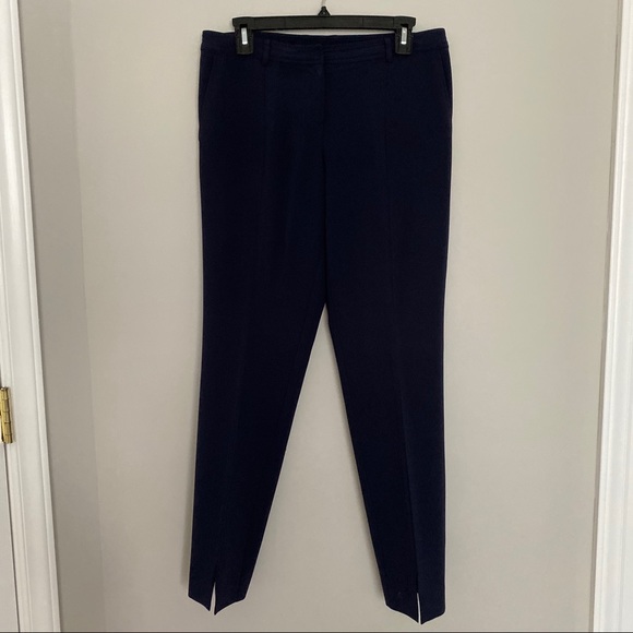 St. John Jennifer Navy Blue Slit Ankle Dress Pants - Picture 3 of 13